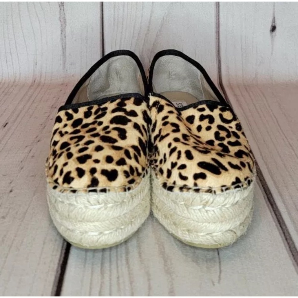 Steve Madden Alexia Leopard Cow Hair Platform Wedge Espadrille Women’s Size 5.5 - Picture 10 of 14